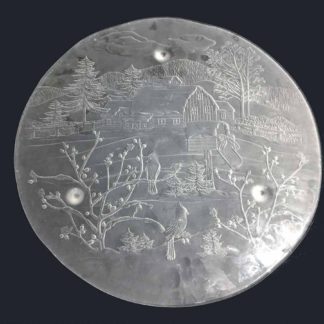 Glass Serving Platter with Beautiful Foliage Design